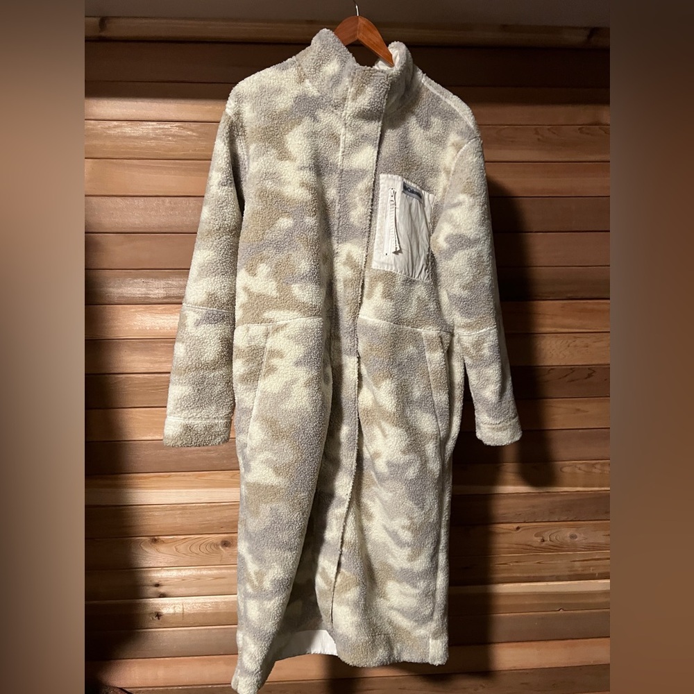 Camo Sherpa Long Warm Coat